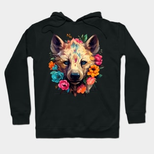 Hyena Colorful Floral Illustration Hoodie